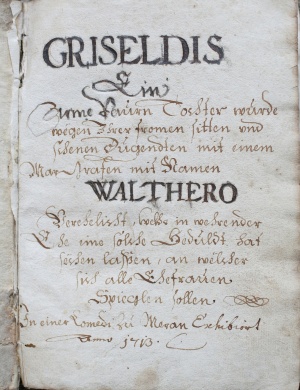 Titelblatt Griseldis (1713) - Benediktinerstift Marienberg, Archiv